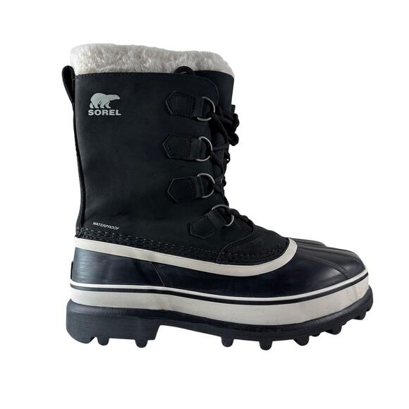 Sorel Caribou Winter Snow Boots Womens 10.5 Waterproof Leather Insulated Black - Picture 3 of 12